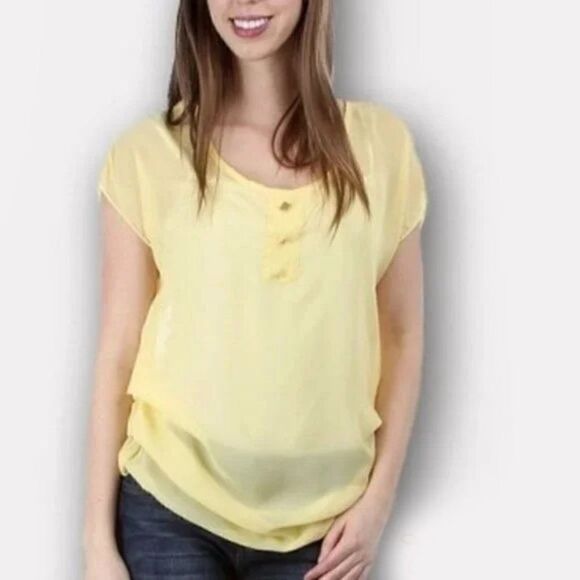 *Clearance* Elate Yellow Chiffon Blouse - Picture 1 of 2